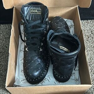 Montelliana 1965 Italian leather Black Quilted High-Top Boots with Studs​